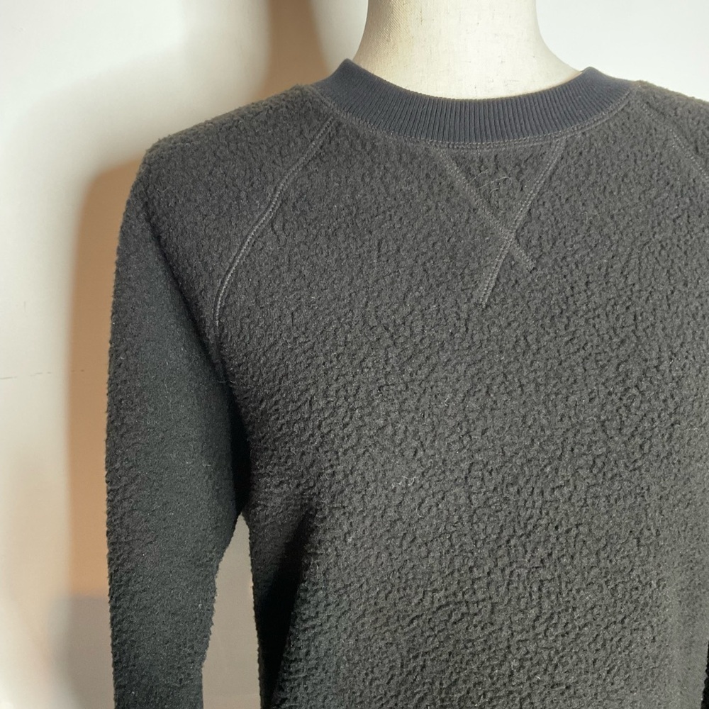 Everlane Black Faux Shearing Sherpa Crewneck Pullover Sweatshirt Size Large